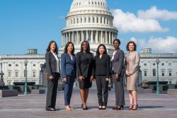 The RWJF Health Policy Fellows Class of 2022-2023 pose in front of the U.S. Capitol Building